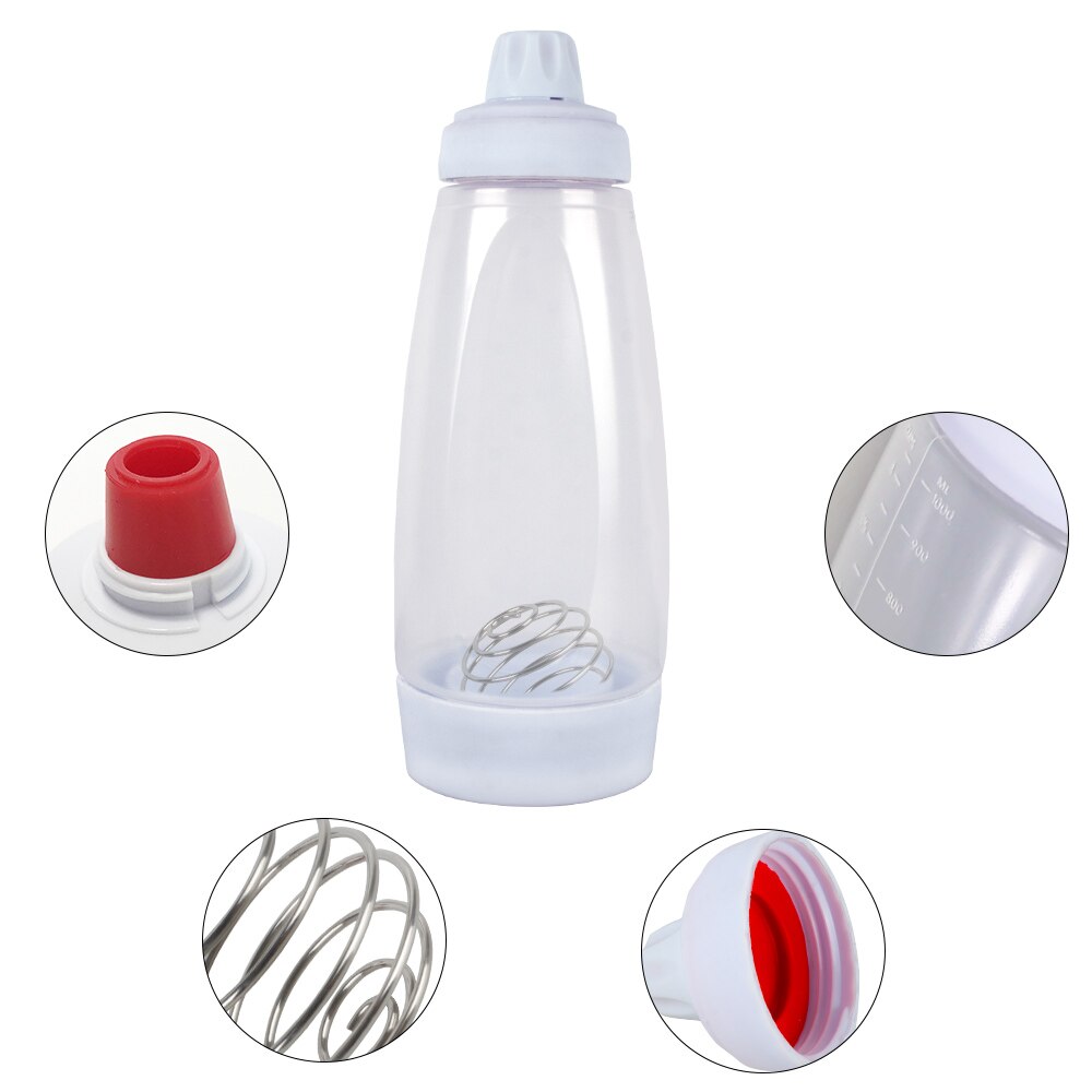 1000ml Hand Batter Mixing Bottle Cupcake Waffles Pancake Batter Shaker Bottle Muffin Home Kitchen Tools
