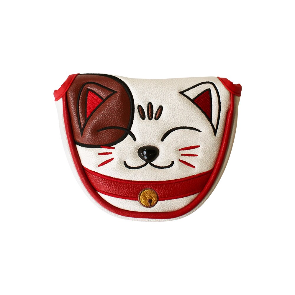 Golf Headcover Lucky Cat Golf Head Cover for Driver Fairway Hybrid Putter PU Leather Protector Magnetic Closure: For Mallet Putter