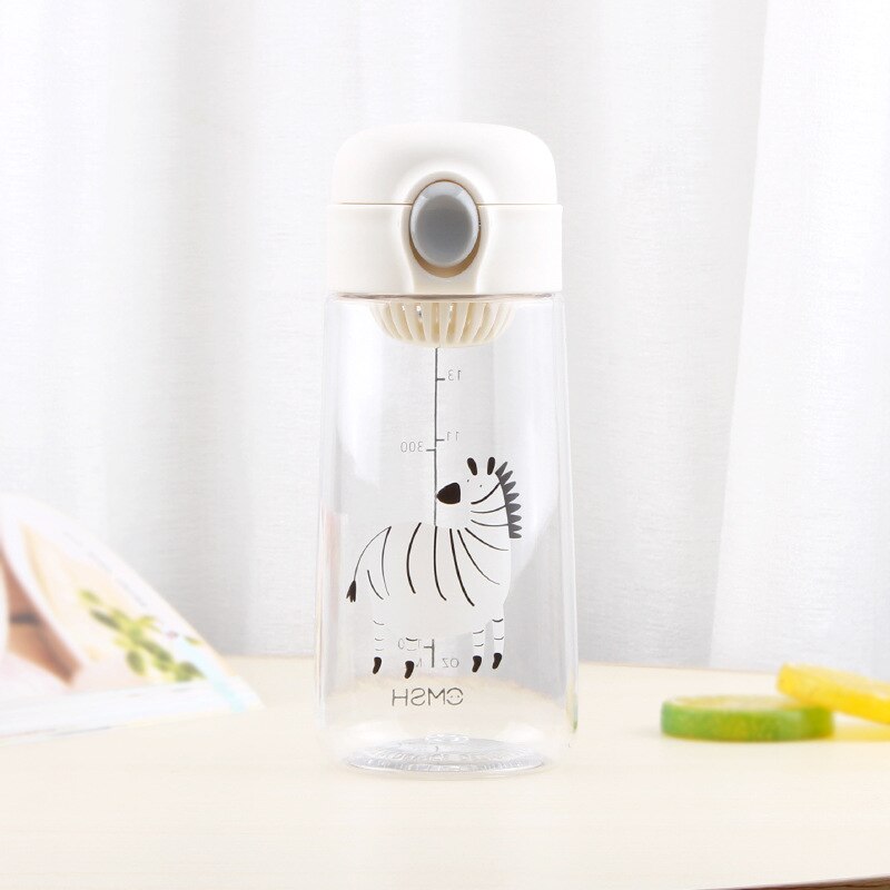 450ML Plastic Bpa Free Water Bottle Cute Animal Infuser Bottles Waterbottle For Girls Kawaii Smart Drinking Clear Botellas: HA279-450ml-white