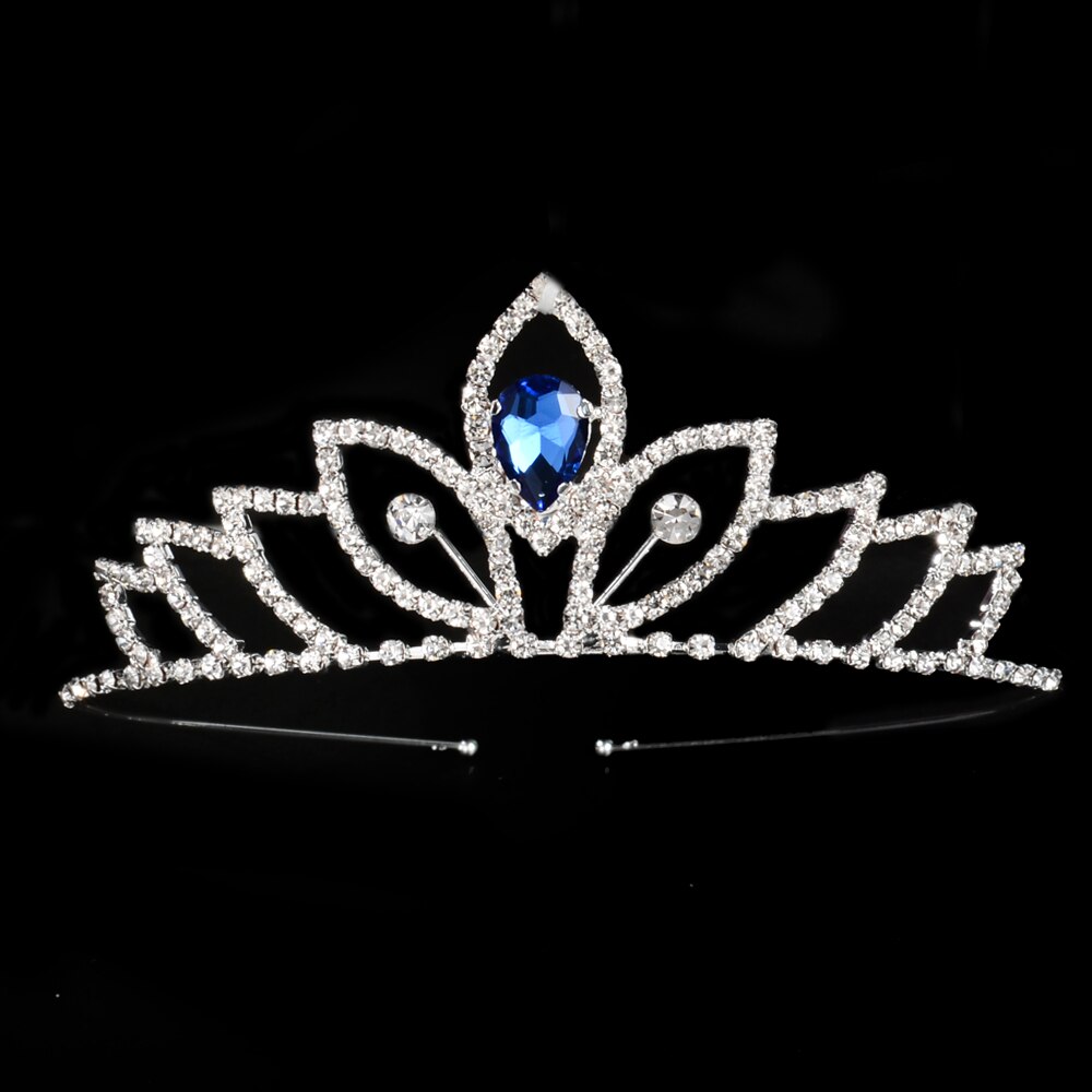 Tiara księżniczki czerwona niebieska korona panny młodej kwiaty na ślub ślubne na włosy akcesoria dla dzieci biżuteria do włosów Prom Party: 11 blue