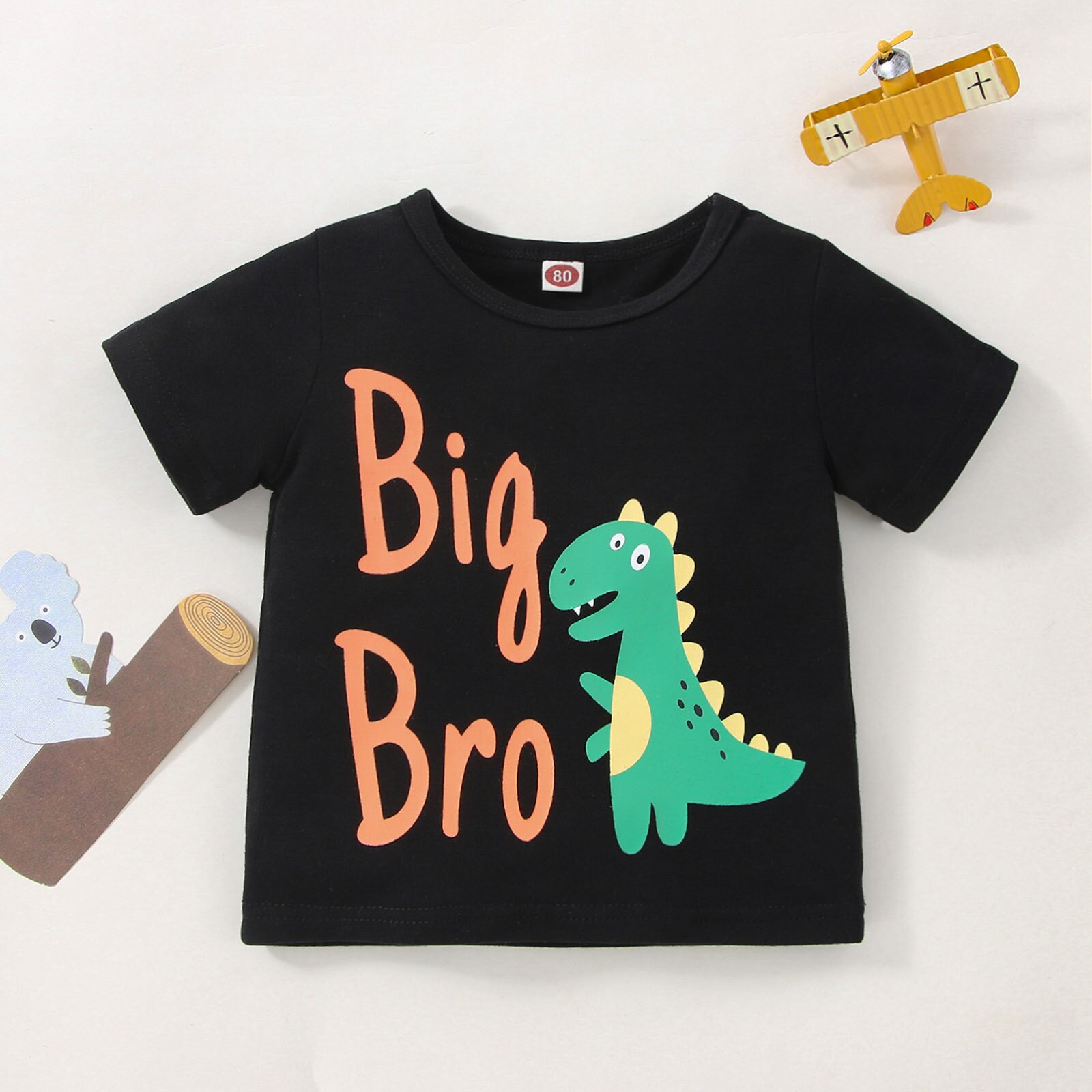 Pasgeboren Baby Boy Kleding Kinderkleding Baby Zomer T-shirt Peuter Leuke Dinosaurus Cartoon Brief Print Korte Mouw Top: A / 74CM