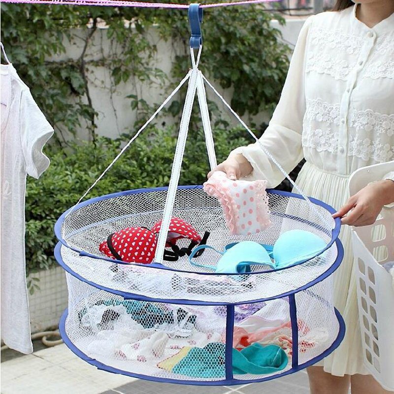 Windproof Drying Rack For Sweaters Hanging Clothes Laundry Basket Mesh Folding Dryer Nets Single/Double Layer 2 Styles