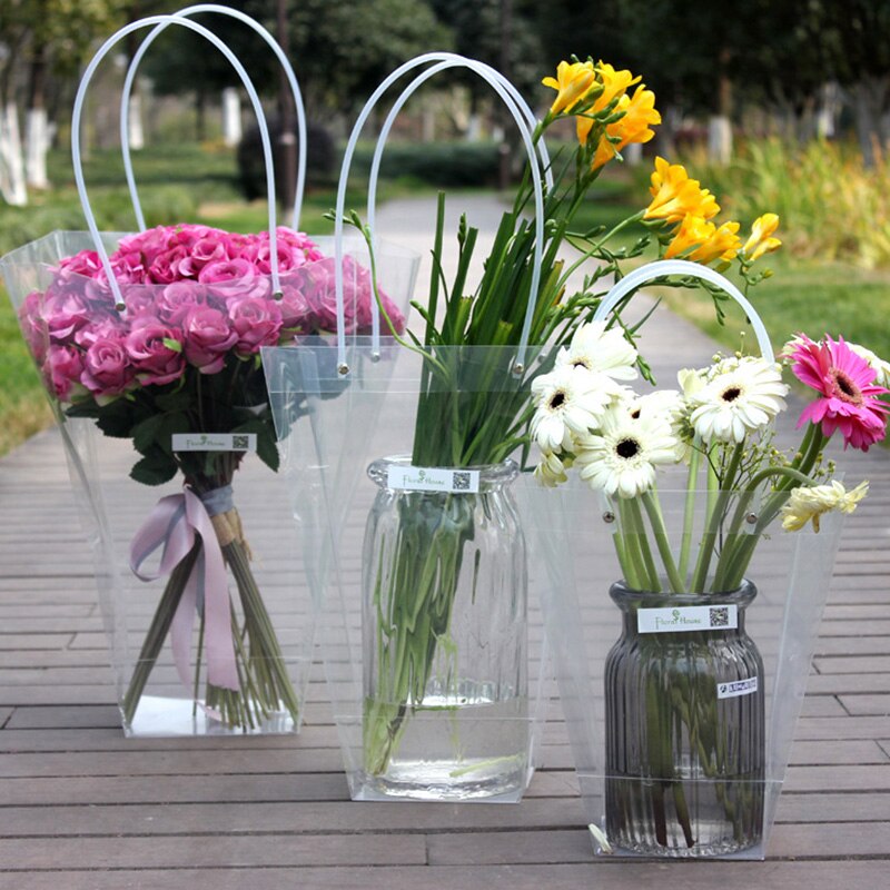 Transparante Pp Bloem Mand Waterdichte Bloem Verpakking Bloem Vouwen Handtas