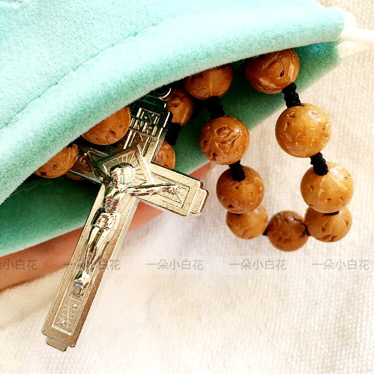 Katolsk hellig rosenkrans træ rosenkrans reb vævet rosenkrans 8mm perler rosenkransen