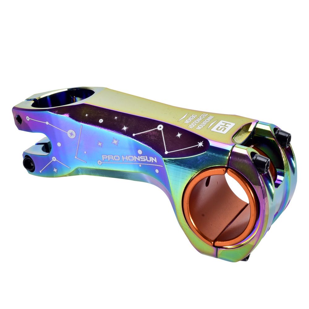 Arcoíris MTB bicicleta manillar Rise Stem-17 grados 31,8/35mm * 90mm XC AM DH FR bicicleta Stem montaña carretera bicicleta colorido Stem: 90mm Rainbow