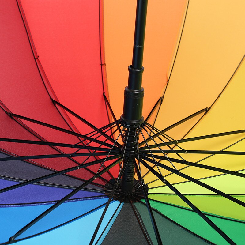 16K a prueba de viento Arco Iris paraguas lluvia mujeres hombres Sol caminando mucho manejar sombrillas rectas para Golf automática abierto sombrilla