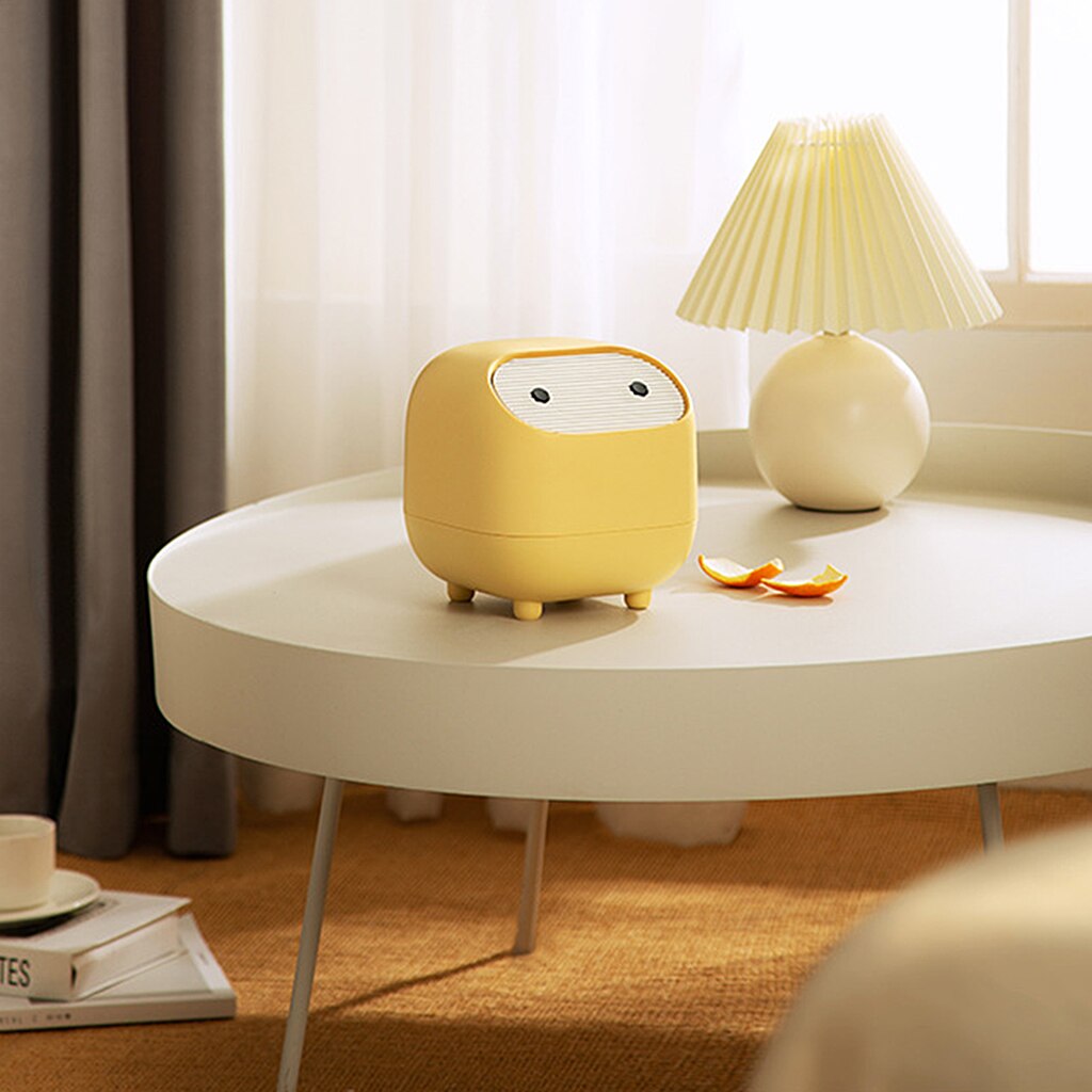 Mini Cute Waste Bin Desktop Trash Can Office Desktop Garbage Bin: Yellow
