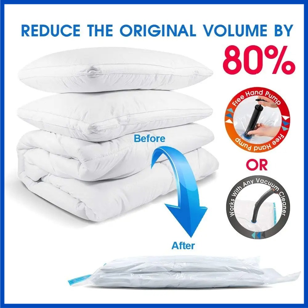 Sacs de rangement sous vide pour le stockage de vêtements en duvet, paquet de compression, couverture de literie, gain de place, sac de voyage, 8 pièces, 5 pièces, 3 pièces