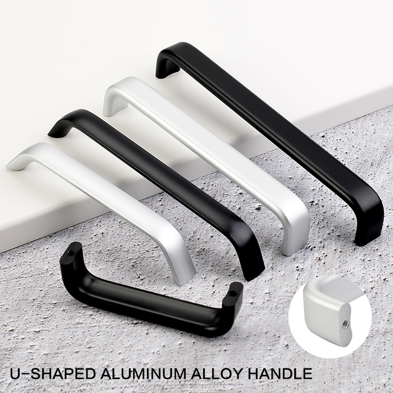 Minimalistisch modern meubilair kastdeur lade lange handgrepen voor badkamerkast zwarte aluminiumlegering