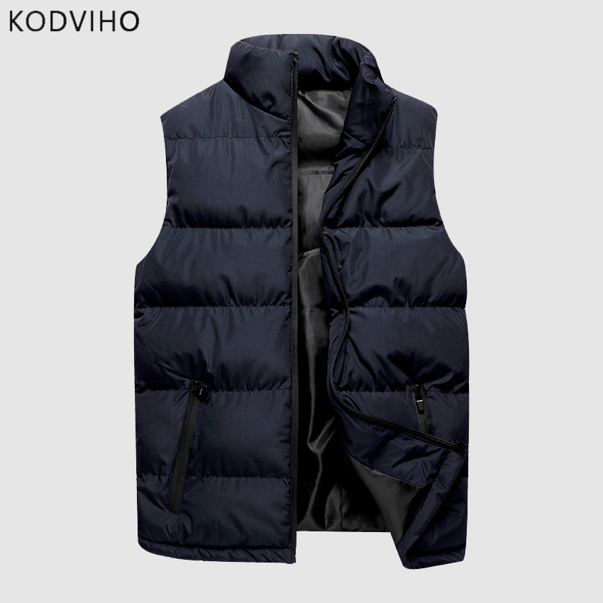 Mannen Herfst Winter Vest Jas Casual Solid Park Jas Heren Katoen Gewatteerde Stand Kraag Body Warmer Ritsvak Warm Uitloper jas