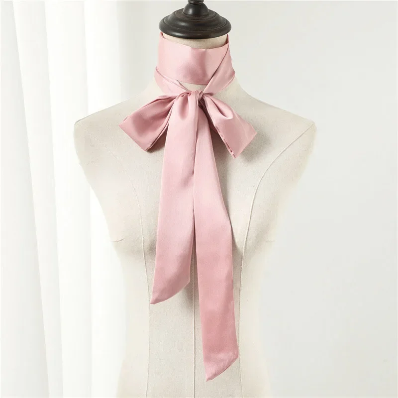 Bufanda de seda lisa de 200cm de largo, banda multifuncional para el pelo, cinta de satén, corbatas, pajaritas, decoración para asa de bolsa: Gris oscuro