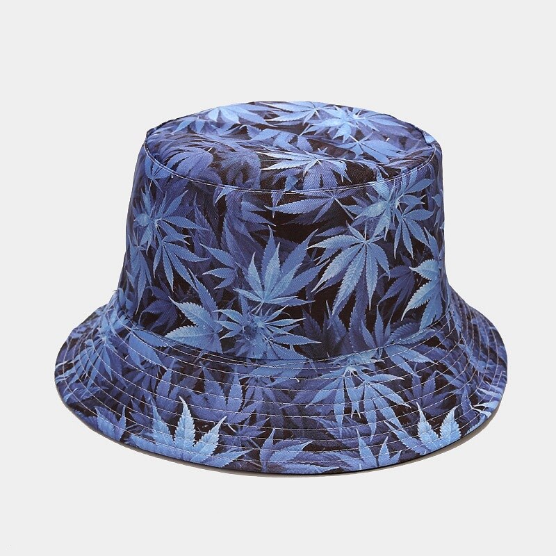 Zomer Vrouwen Mode Panama Maple Wietblad Visser Hoed Dubbelzijdige Emmer Hoed Outdoor Zonnebrandcrème Strand Bescherming cap: blue