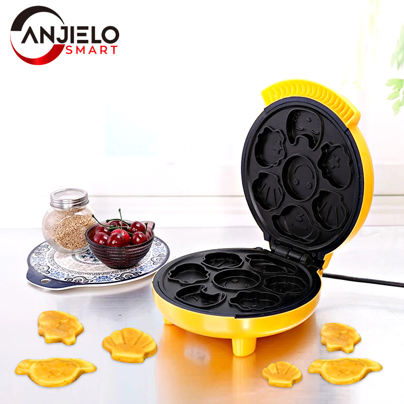 Household Mini Electric Kids Non-stick Cake Maker Cartoon Cake Mold Breakfast Waffle Bread Machine Double-sided Heating Egg Cake