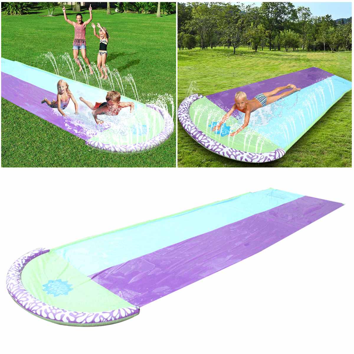 Opblaasbare Surf N Glijbaan Plezier Gazon Slip En Slide Waterslides Zwembaden Voor Kinderen Zomer Outdoor Kinderen Glijbaan Dubbele surfboad