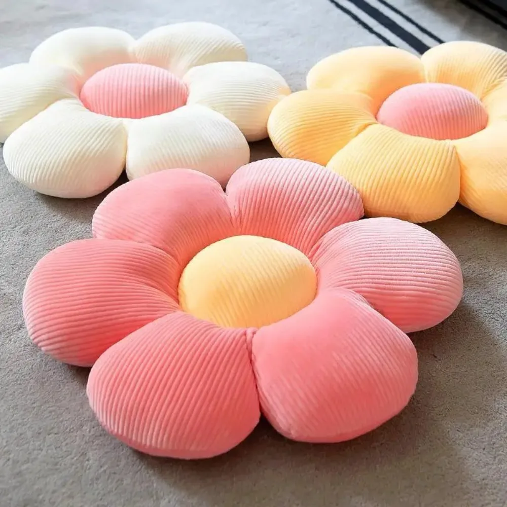 Almohada de asiento de pétalos, cojín suave y agradable para la piel de girasol, tapete de flores de felpa multifuncional y muy elástico para uso doméstico