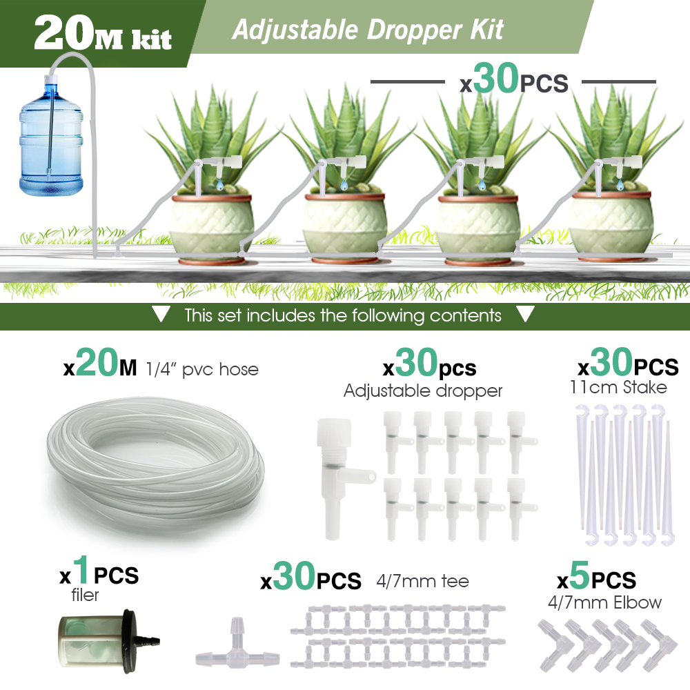 1/4"Transparent Hose Micro Drip Irrigation Kit with Regulating Valve Dropper Garden Indoor Potted Plant Saving Watering Device: Blue