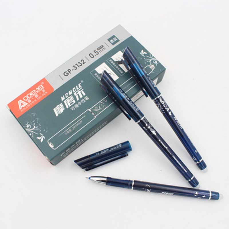 Sletbar pen spids 0.5mm blå sort pen vaskbart håndtag kuglepenne patron salg elev papirvarer kontor pen skrift