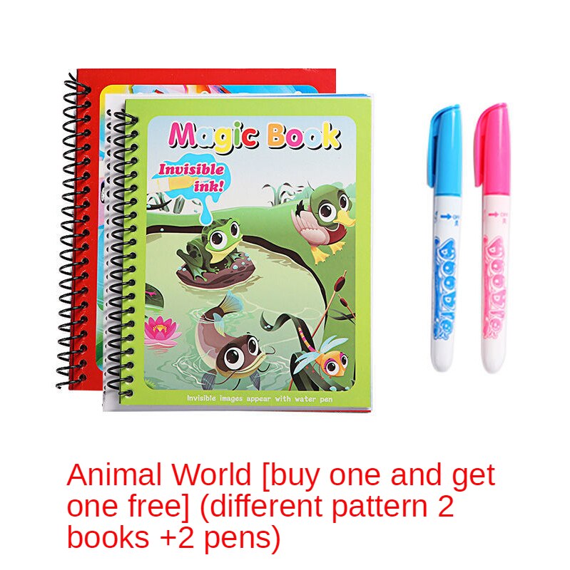 Children's graffiti picture book reusable picture book baby puzzle water brush set kindergarten princess drawing book: E