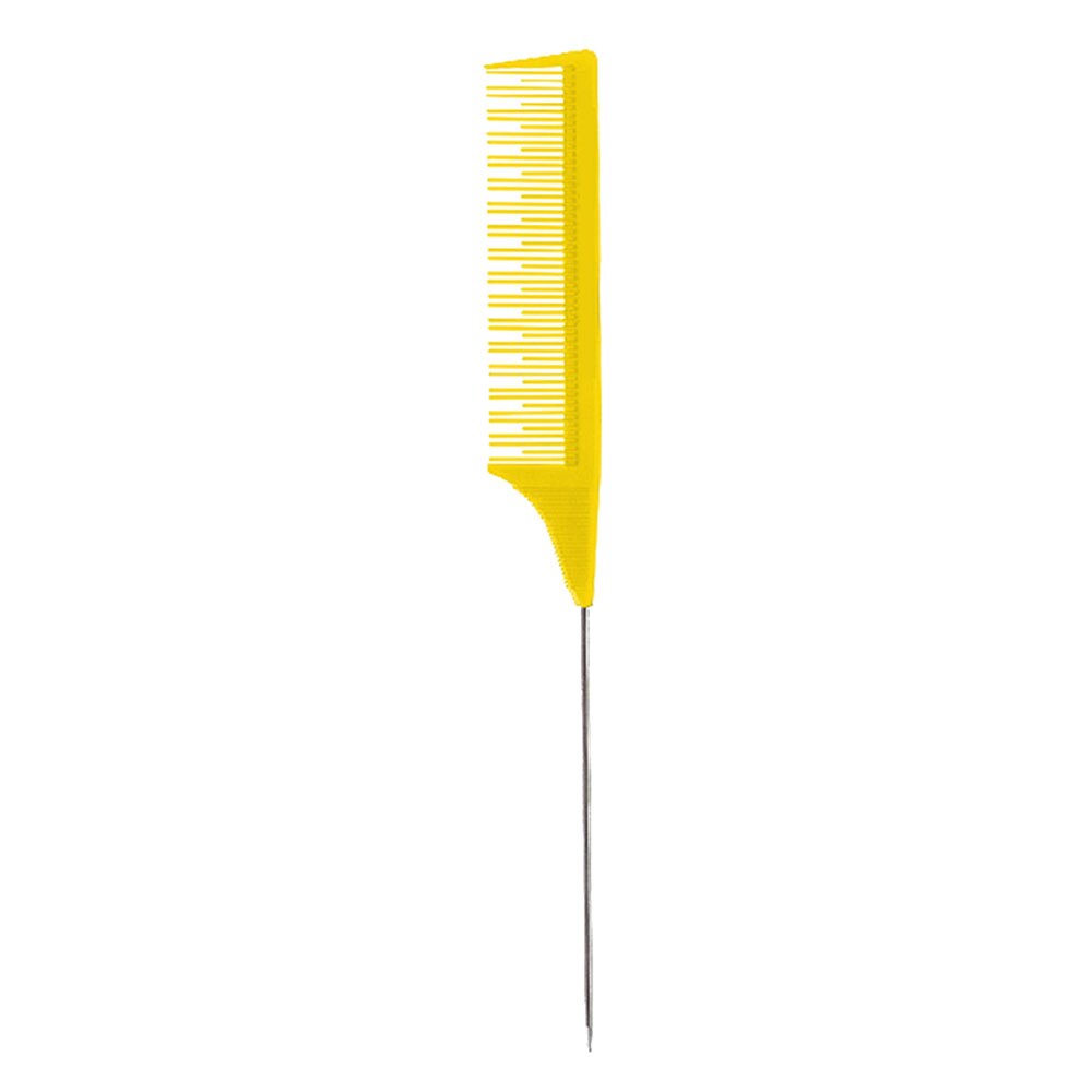 Peine de cola de ratón para cortar el pelo, herramienta de estilismo, para recoger el pelo, de diente fino, Pin de Metal, resaltador, peine cepillo de pelo espumoso, 1 Uds.: yellow