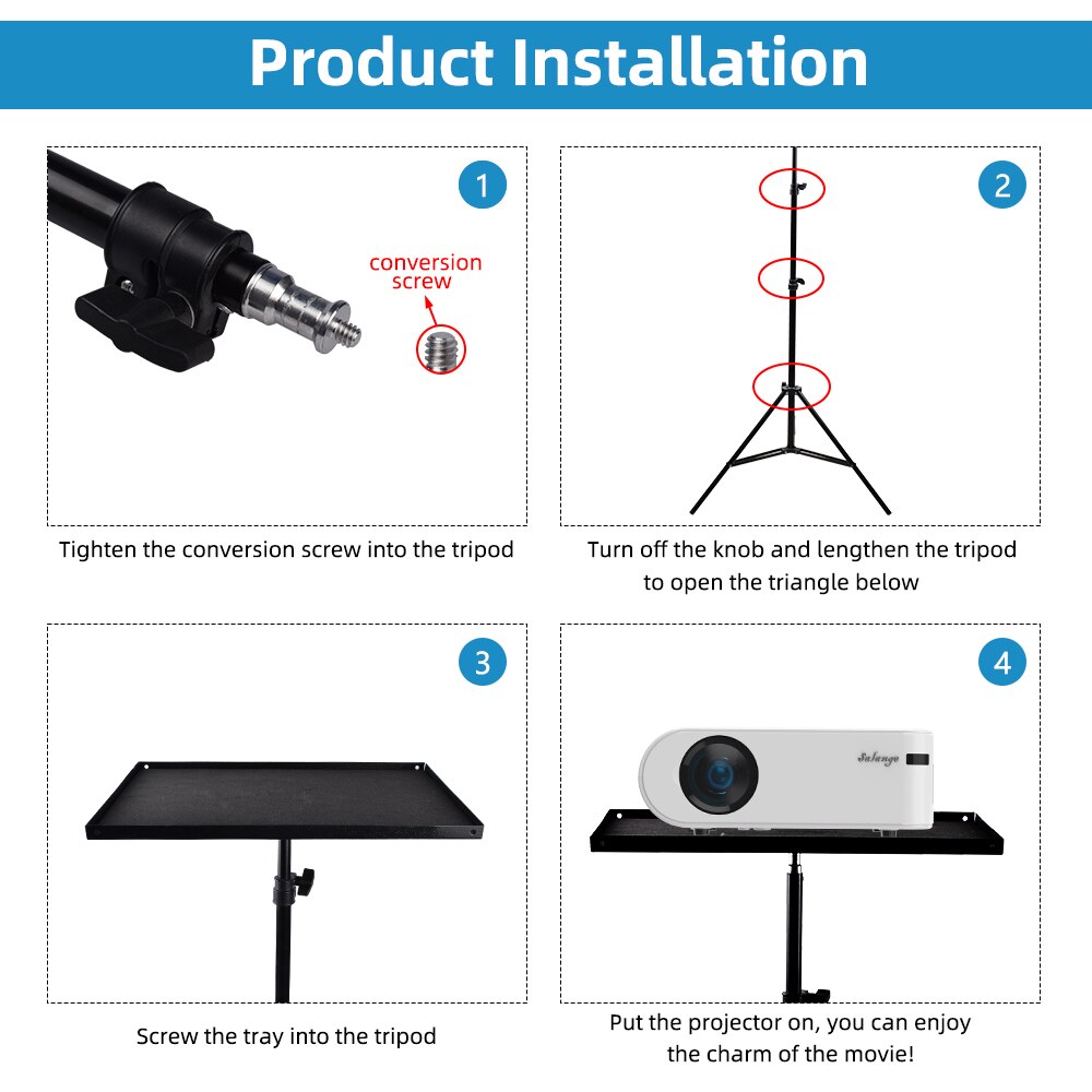 Soporte para proyector, trípode de viaje, soporte para altavoz, extensible, 110cm, 160cm, accesorios, cabezal de bola de montaje para ordenador portátil, cámara DSLR al aire libre