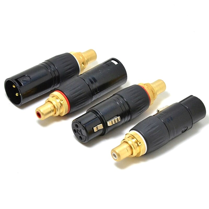 4Pcs/set HIFI Audio Connector RCA To XLR Male Female Plug Gold Plated Connector Plugs: 2 male 2 female