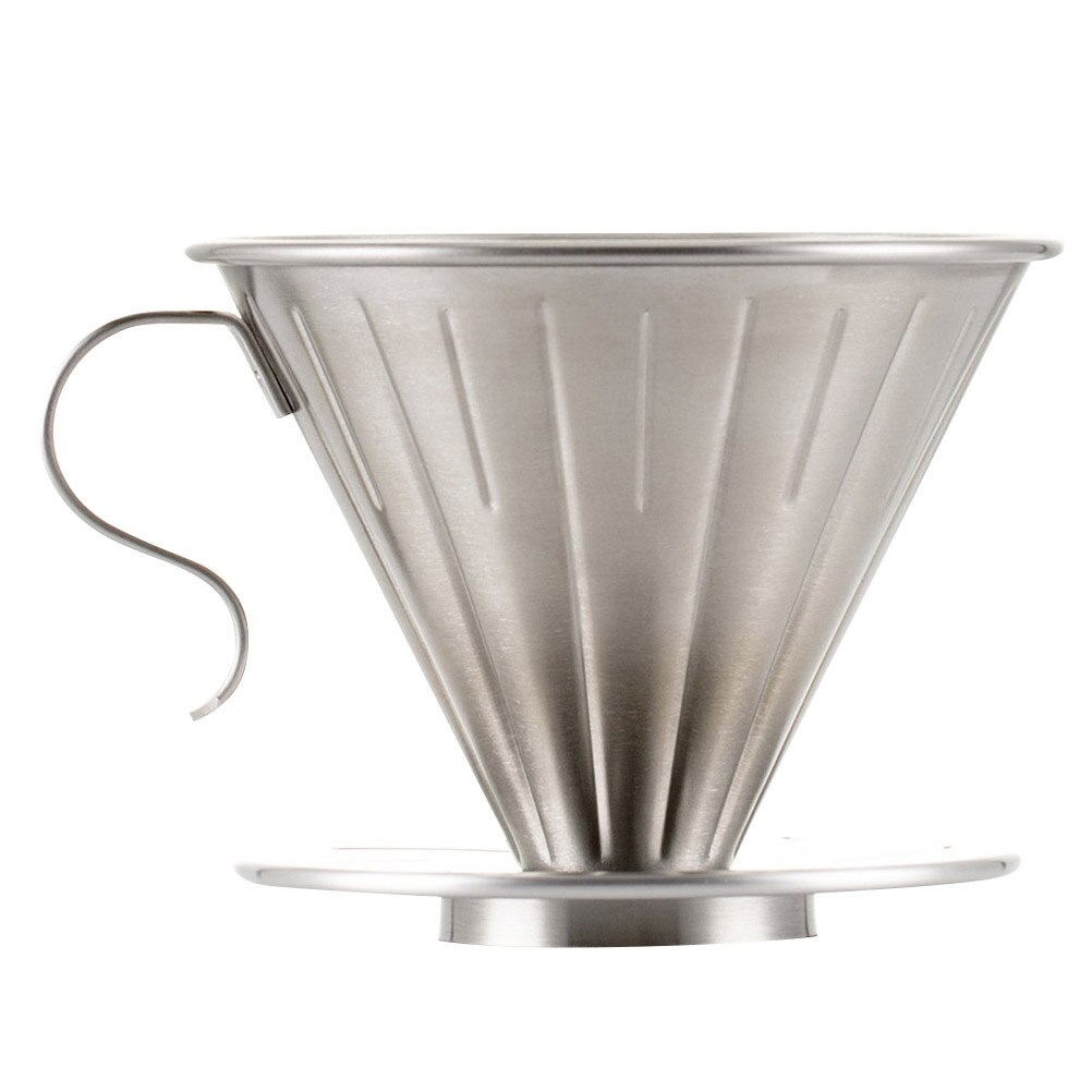 Rvs Koffie Druppelaar Kegel Koffie Drip Filter Cup Permanente Giet Over Koffiezetapparaat Met Aparte Stand Voor 1-2 Cups
