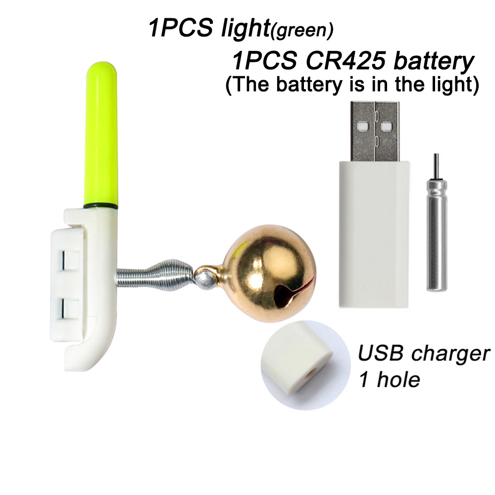 Sonnette d'alarme de morsure de poisson, chargeur USB CR425 3.6V, lampe à capteur de batterie, Kit d'outils de nuit lumineux, tige de Pesca, matériel lumineux, Flash LED: YELLOW