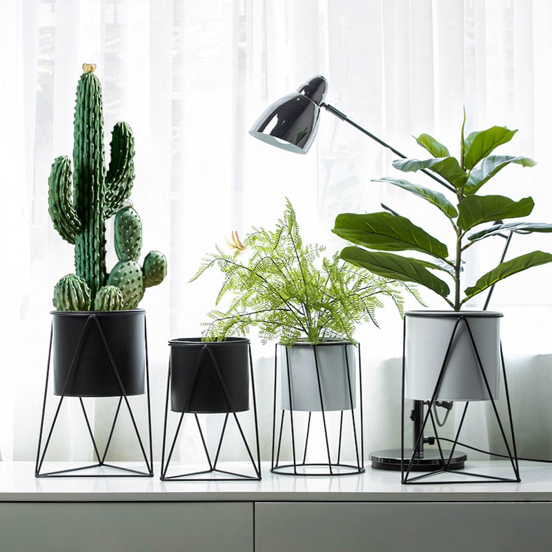 nordisch Stil Kreative Blumentopf Pflanze Gestell Balkon Garten Einfache Moderne Schmiedeeisen Ständer Boden Wohnzimmer Heimat Dekorationen
