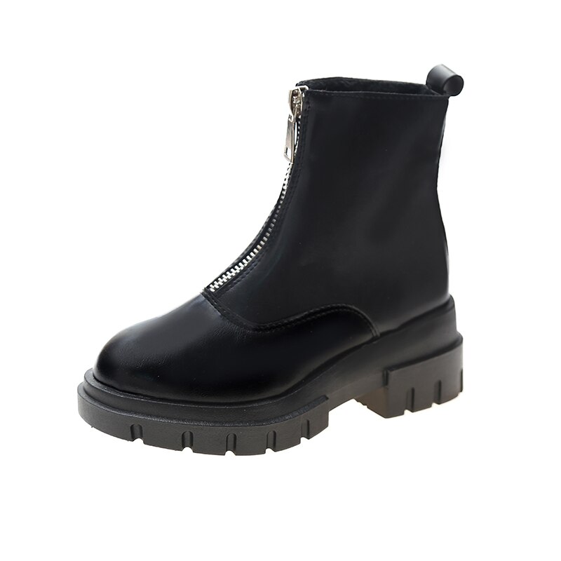 Herfstlaarzen dames witte glanzende leren gothic schoenen enkellaarsjes dames winter rits platform zwarte laarzen warme pluche sneeuwlaarzen: Zwart / 8.5