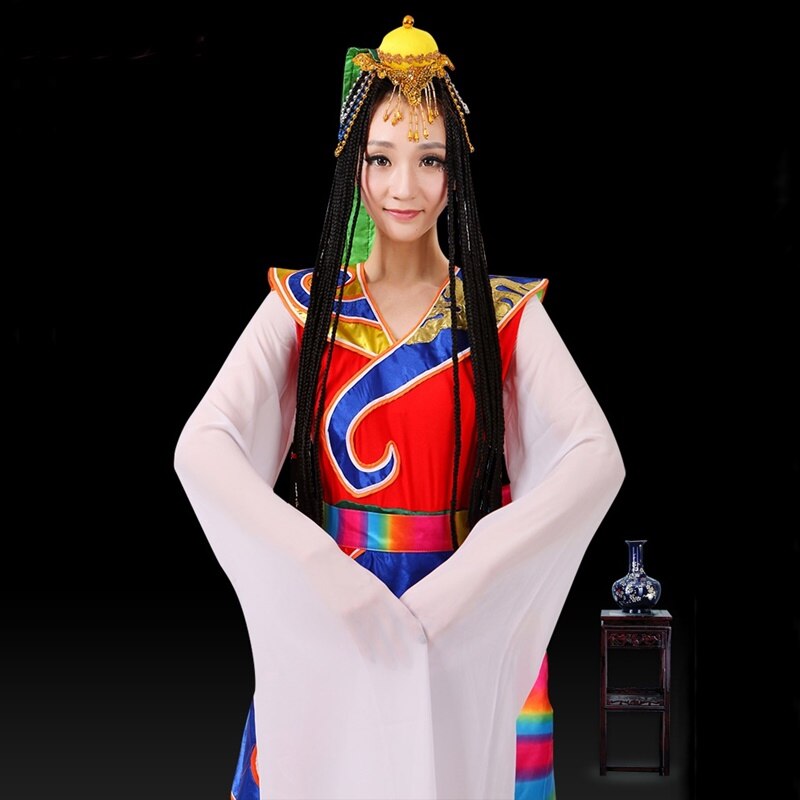 Vêtements de fête mongole chinois manches d'eau Costumes de danse folklorique vêtements scène danseur tenue tenue Performance robe tibétaine