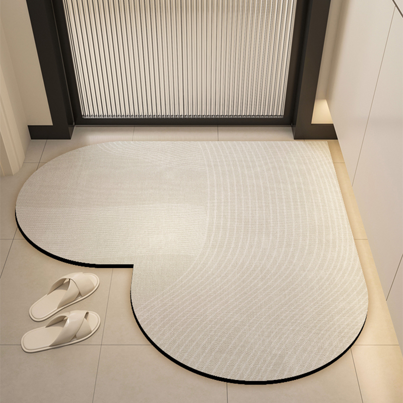 Diatom mud heart-shaped bathroom absorbent floor mat, bathroom door mat, entrance door mat, quick drying anti slip carpet