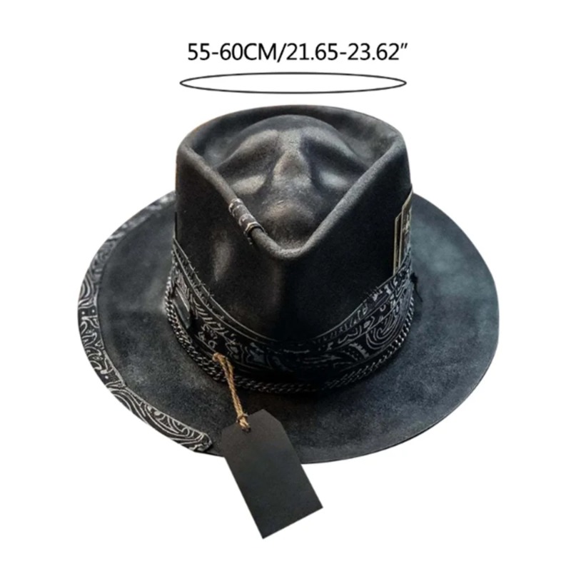 Black Gothic Cowboy Hat Unique Headwear Halloween Party Accessory Skull Cowboy Hat Headwear Festival Cowboy Caps for Motorcycles