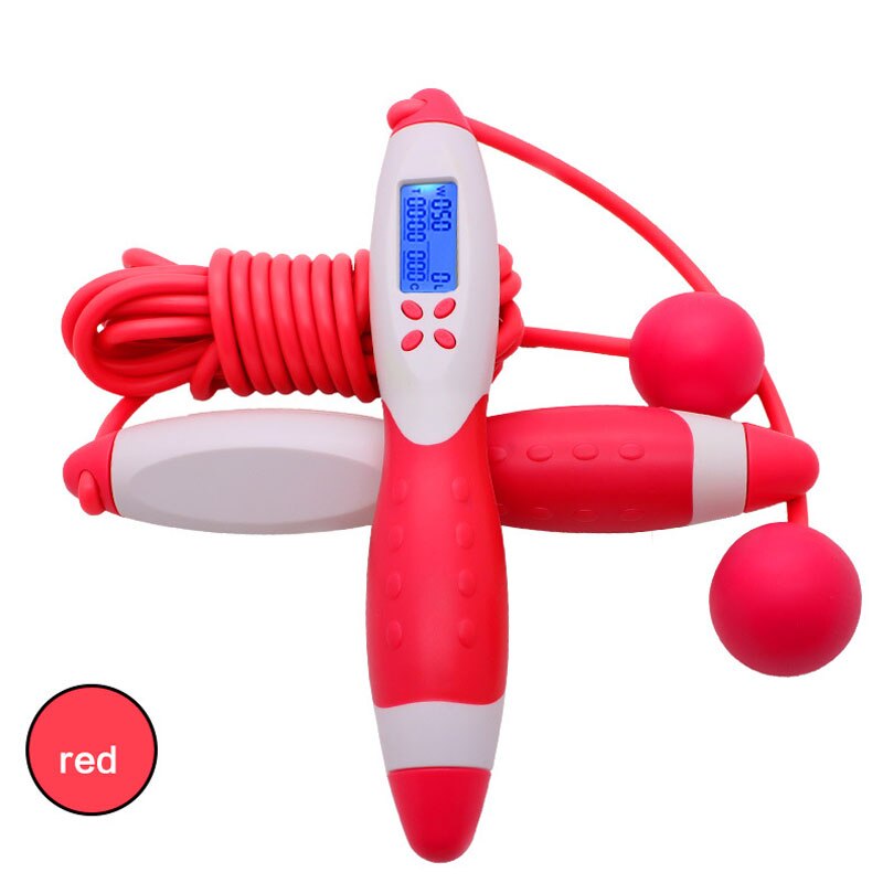 1pc springtouwen slimme elektronische teltoestellen springtouw calorieverbruik fitnessapparatuur digitale springtouwen gereedschap: Rood