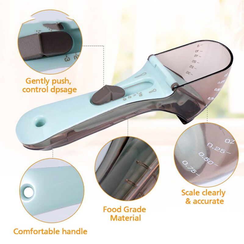 Adjustable Measuring Spoons With Scale Plastic Measuring Scoops Cups For Baking Accessories Kitchen Measuring Tools Gadgets