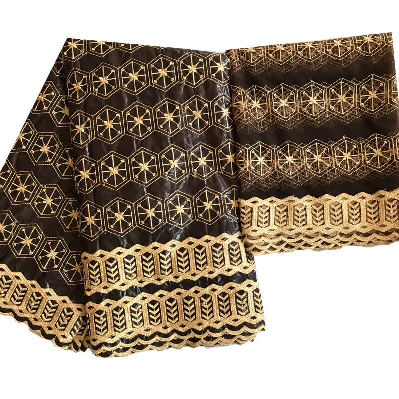 Afrikaanse Stof Borduren Bazin Riche Getzner Kralen Cavia Brokaat Stof Aso Oke Headtie Naaien Materialen Textiel 5 + 2 Yard /Lot