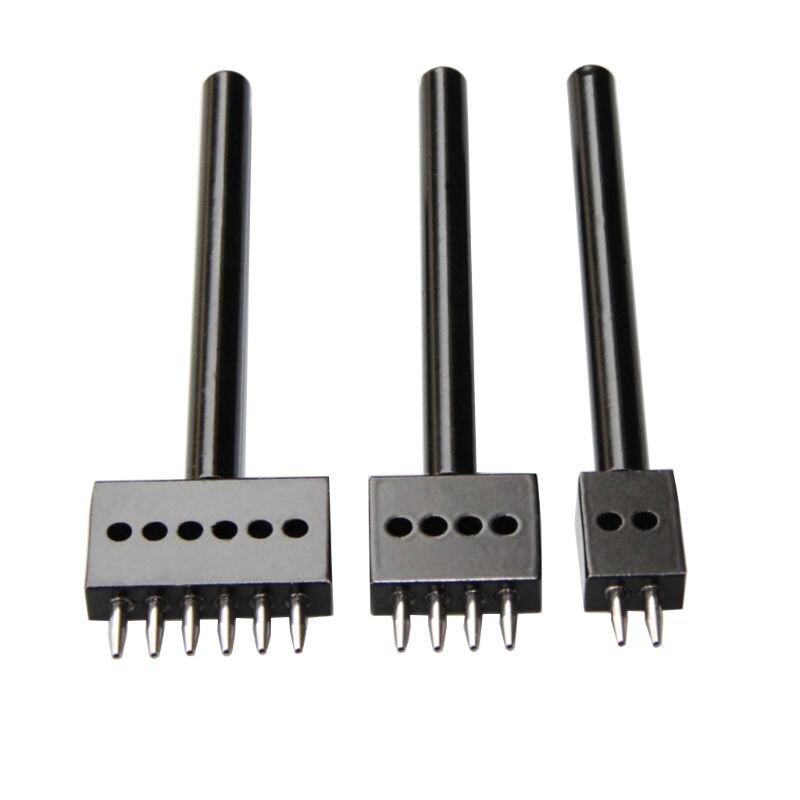 4 Mm Leer Gat Tool Lederen Craft 1 Mm Diameter Perforators Gereedschap Ronde Rij Ponsen Boren 2/ 4/6 Prong Riem Gaten Maken