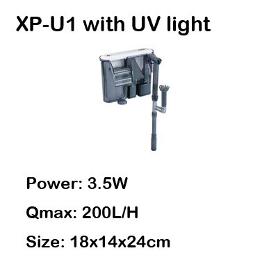 Filtre suspendu pour aquarium, lumière uv submersible 3- en -1 , filtre externe pour aquarium, cascade, écumeur de surface: Xpu 1 avec lumière uv / 220v 50hz
