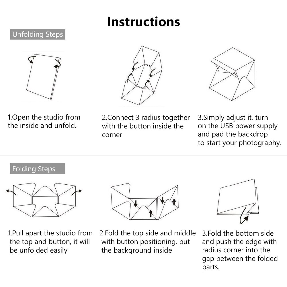 Dual Color Backdrop LED Light Photography Photo Studio Box Softbox Shooting Tent