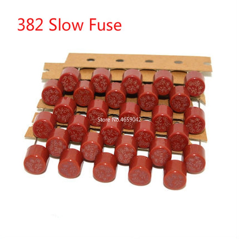 Fusible cylindrique coup lent | 382 V T0.5 1A 2A 3.15A 4A 5A 6.3A 8A 10Amp, pour télévision LCD PCB, 10 pièces