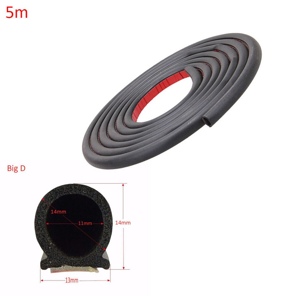 Rubber Car Door Adhesive Sound Insulation Trim D-shape Weatherstrip Waterproof Seal Strip Edge