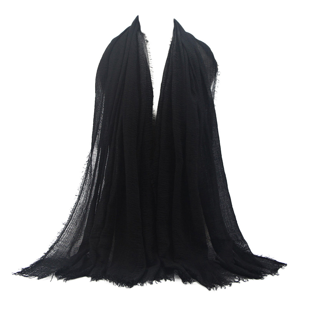 women solid Premium Viscose Maxi Crinkle Cloud Hijab Scarf Shawl Soft Islam Muslim solid color soft women scarf #924: Dark Blue 25