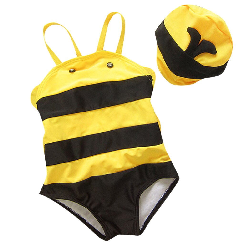 Kleinkind kinder Baby Junge Mädchen Sleeveless bee Cartoon Strand Bademode Straps Set Outfits Beachwear Casual Neue Badeanzug: 12m