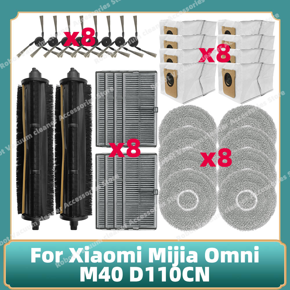 Compatible For Xiaomi Mijia Omni M40 D110CN Accessories Cutting Roller Main Side Brush Hepa Filter Mop Cloth Dust Bag Parts