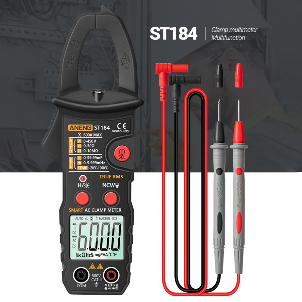 6000 Counts Electrician Clamp Multimeter Simple Use Temperature Measurement Practical Large Display Digital Clamp Meter