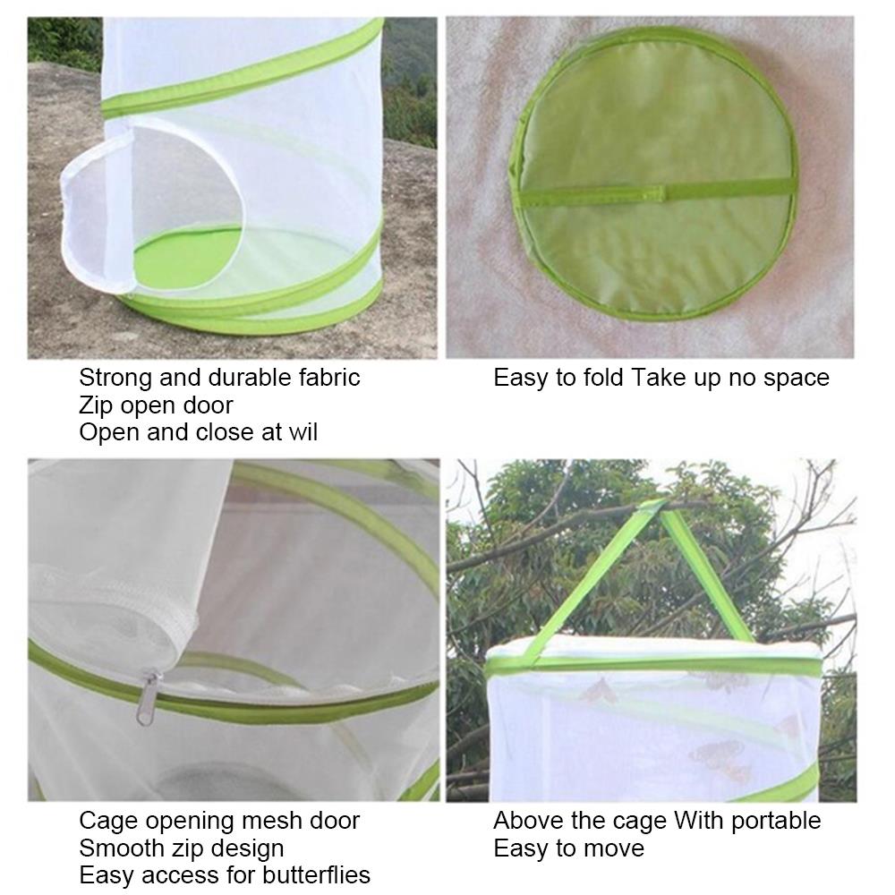 Green 35*50cm Insect Habitat Cage Large Butterfly Habitat Mesh Pop-Up Net Fish Camp Kids Outdoor Sport Cage