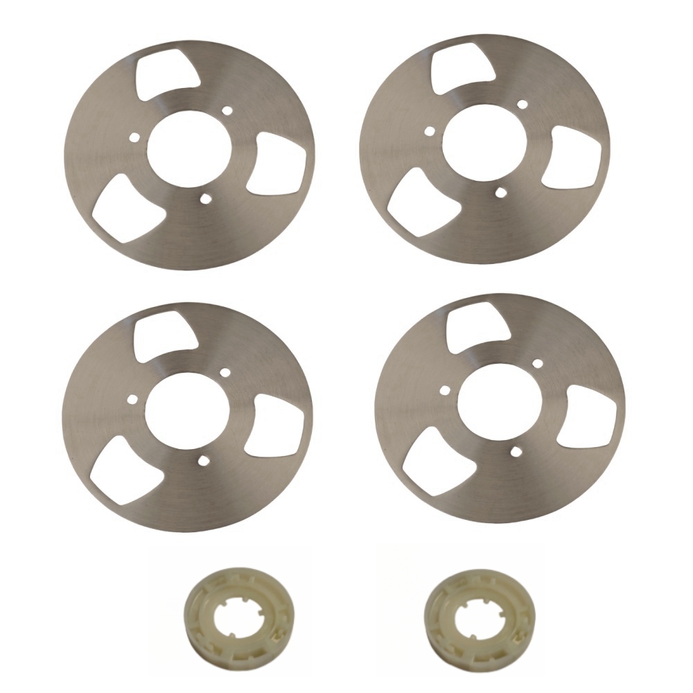 Maken van haspel naar haspelcassets Metaal (aluminium) Diameter 42 mm (pak van 4 haspels + 2 wielen): Donkergrijs