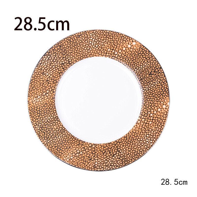 Luxury Tableware Hotel Dining Table Gold Chinese Decor Villa Western Dinner Plate Set Model Room Salad Snack Cake Plates