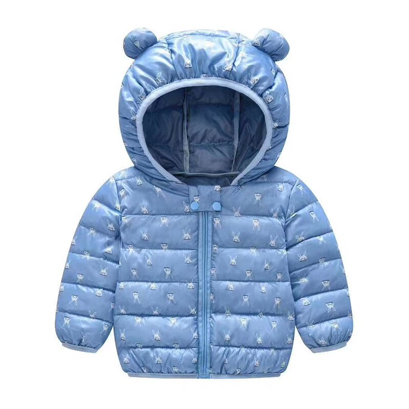 Mudkingdom kinderjas winter donsjas voor jongens en meisjes kinderen cartoon konijnenoren hoodie jassen lichtgewicht bovenkleding: Blauw / 3t