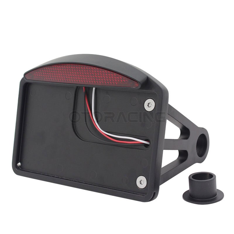 Motorfiets Kentekenplaat Led-achterlicht Horizontale Side Mount Bracket Houder Voor Harley Honda Bobber Chopper Custom Touring: Black