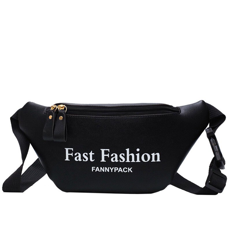 Sacchetto Della Vita delle donne di Cuoio DELL'UNITÀ di elaborazione di Banana Sacchetto Della Cinghia Del Sacchetto di Spalla Femminile Crossbody Petto Borse di Modo del Pacchetto di Fanny Lettera Della Borsa Hip bum Sacchetto: Black belt bag